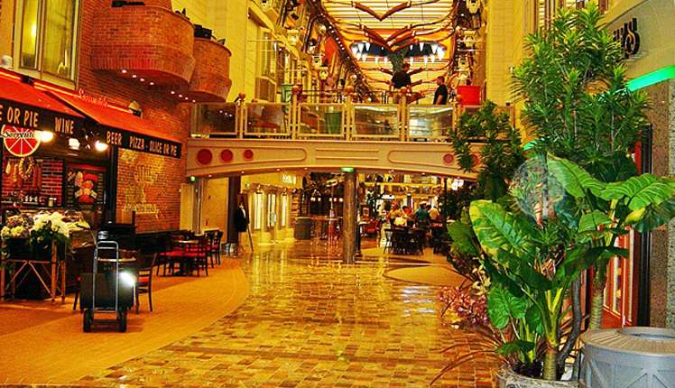 The Royal Promenade inside MS Freedom of the Seas.